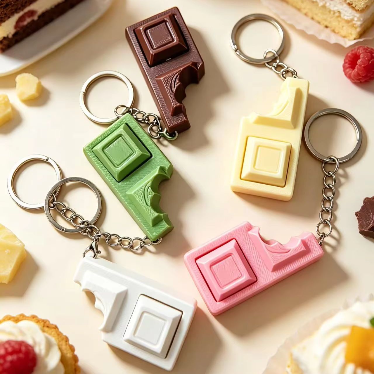 Edc Carry Items - Gantungan Kunci Keyboard Cokelat Simulasi 3D