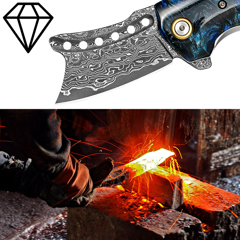 Pisau Saku Baja Damaskus Buata - Edc Carry Pocket Knife ulasan dan harga