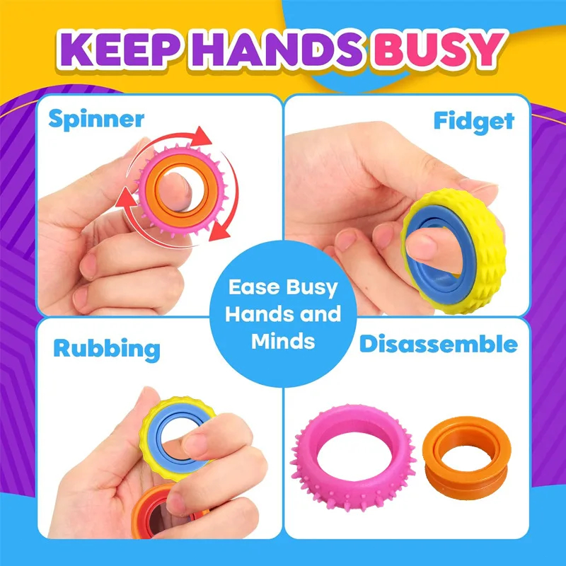 6 Buah Mainan Sensorik Cincin  - Fidget Spinner Bearing ulasan dan harga