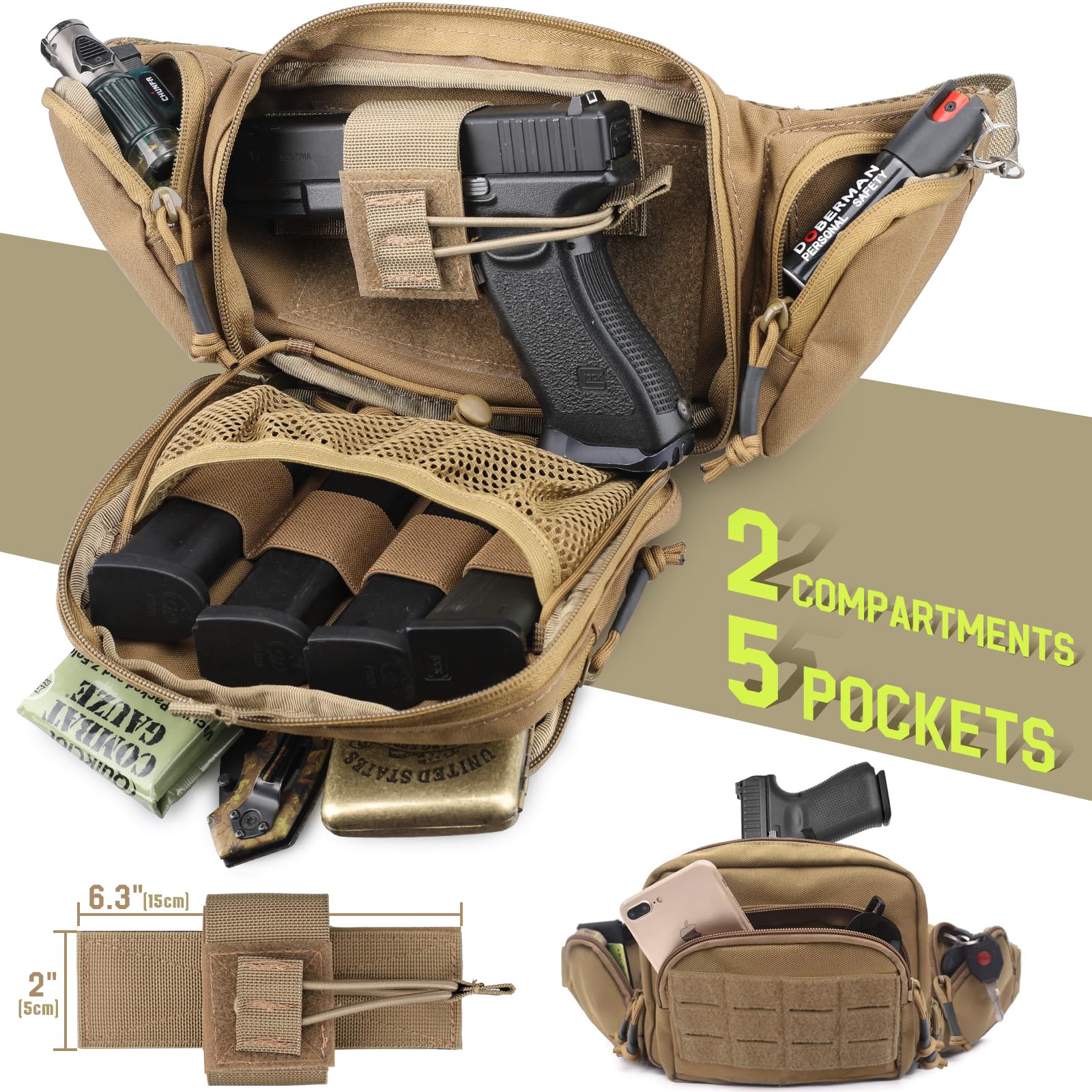 Tas Pinggang Taktis untuk Meny - Edc Concealed Carry Fanny Pack ulasan dan harga